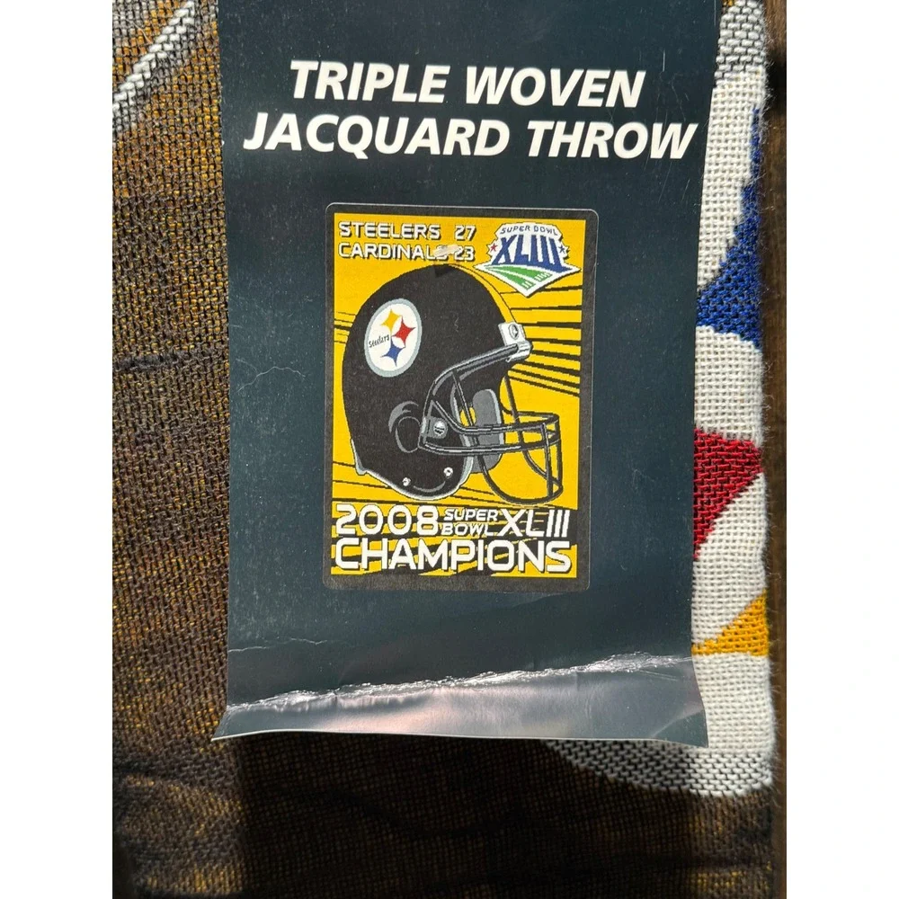 Pittsburgh Steelers 2008 Super Bowl XLIII Champions Jacquard Throw Blanket 46x60